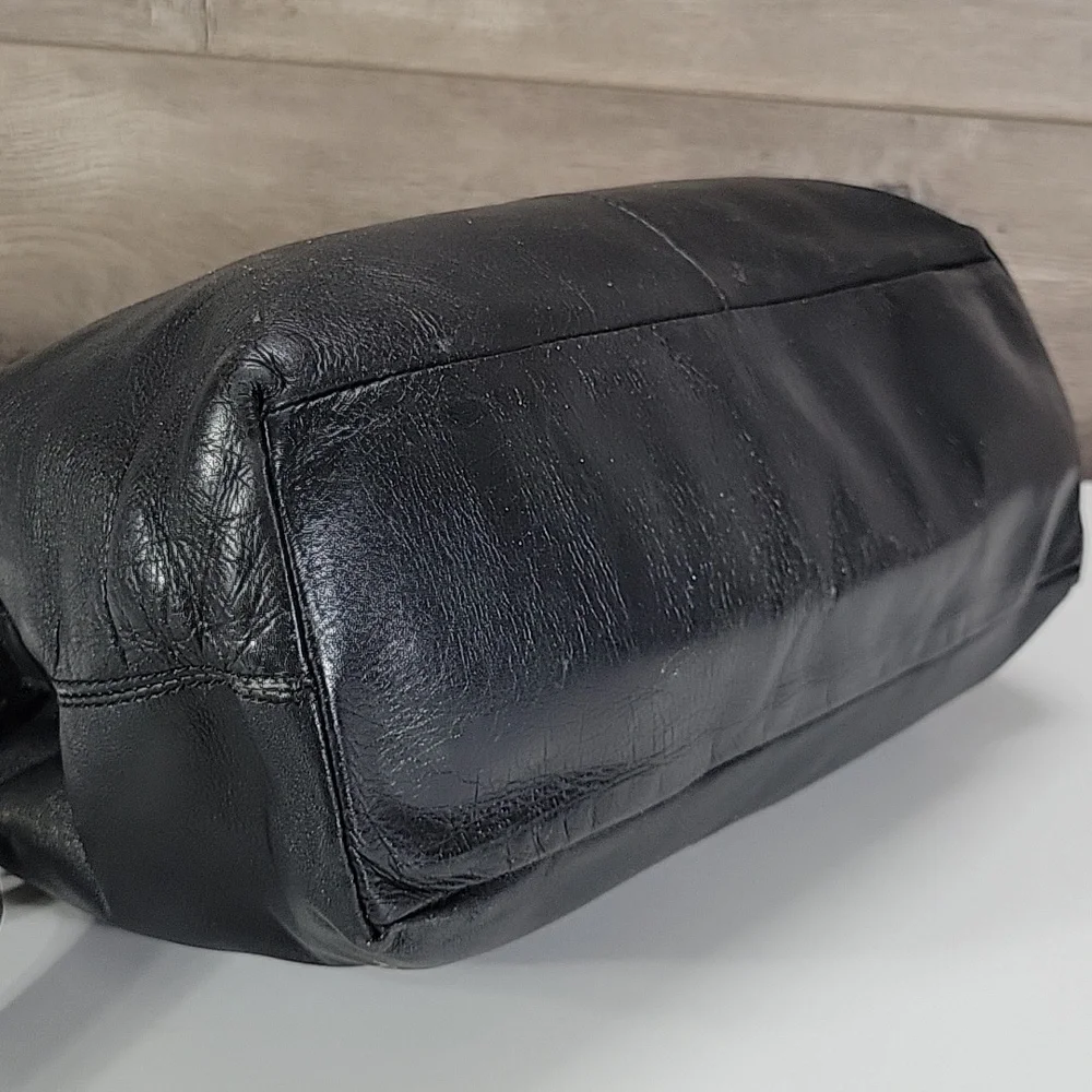 Elliott Lucca Black Leather Satchel with Braided Handles
